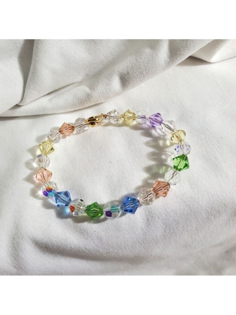 Crystal Bracelet Multicolor Gold Clasp